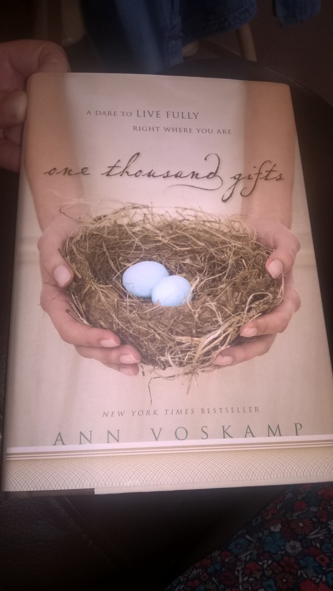 One of my favourite books. Eucharisteo - giving thanks in all things. Brilliant read by Ann Voskamp. Can you count 1000 gifts?